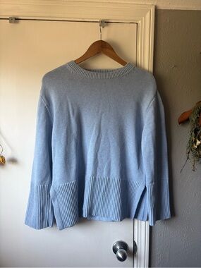 For The Republic Pale Blue Crewneck Sweater with Ribbed Hem